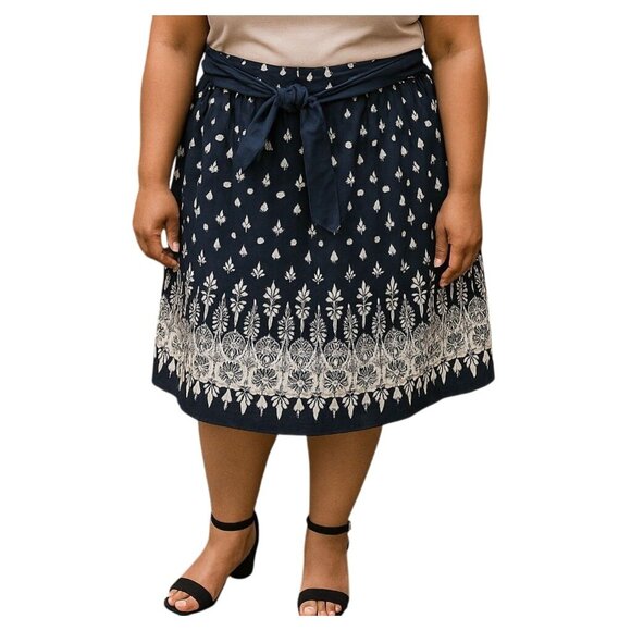 Mix Nouveau Dresses & Skirts - Mix Nouveau Womens Floral Print Skirt Attached Belt Side Zip Plus Size 2X